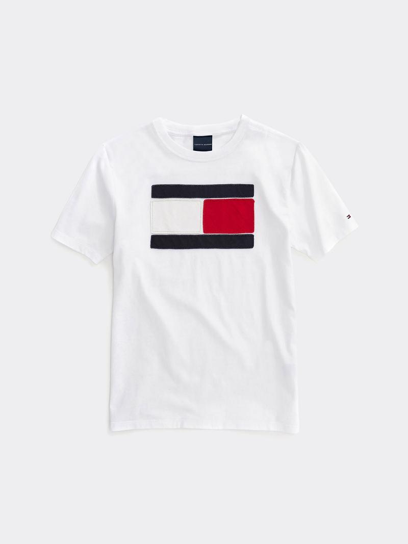 Fiú Tommy Hilfiger Flag Póló Fehér | HU 2254EBC